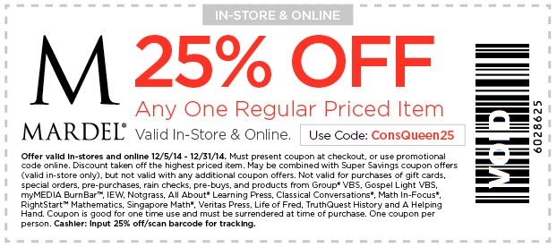 Get 25 Off At Mardel Christian Education 