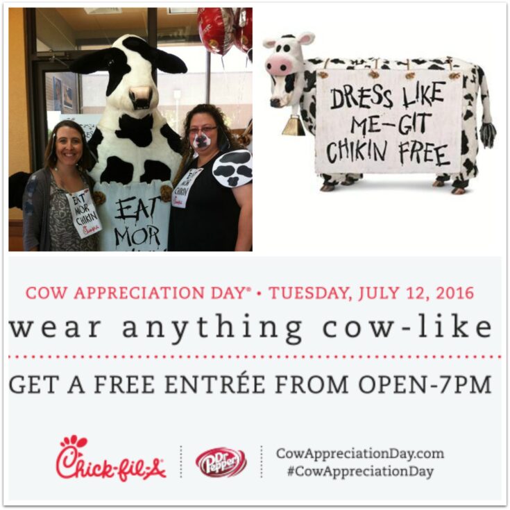 Chick fil-A: Dress Like a Cow July 12- Get a FREE Entree!