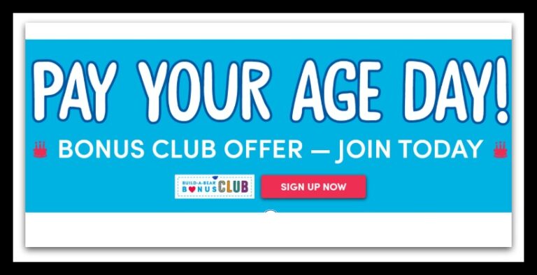 Build-A-Bear Pay Your Age Day –July 12 In Stores Only!