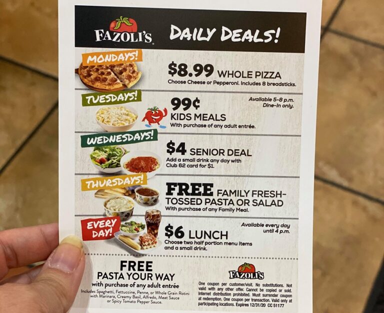 Fazoli's Daily Deals - See What You Can Score Every Day!
