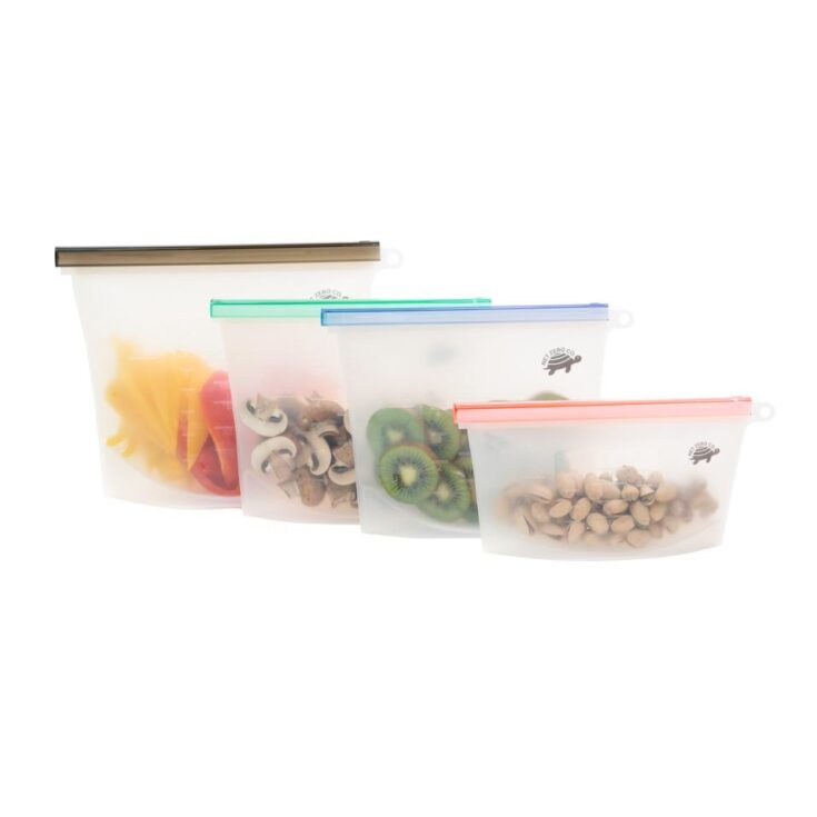 Image for Net Zero Silicone Sealer Bags - Set of 4 Reusable Ziplock Bags