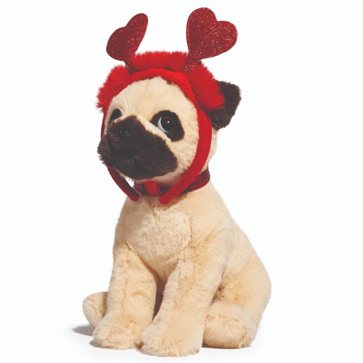 Image for FAO Schwarz 12" Sparklers Pug with Removable Red Heart Boppers Toy Plush