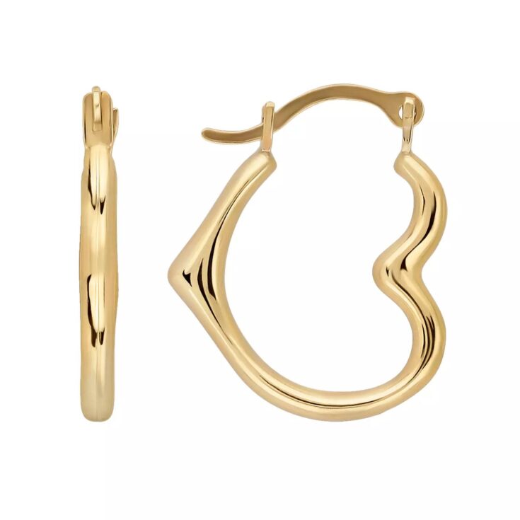 Image for Everlasting Gold 10k Gold Heart Hoop Earrings - Kohl's