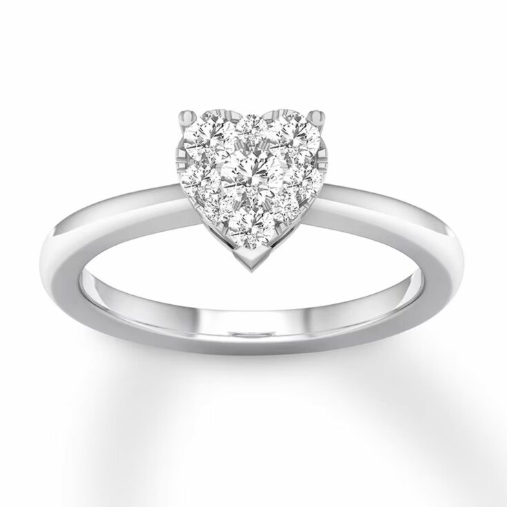 Image for Heart Framed Round Diamond Engagement Ring