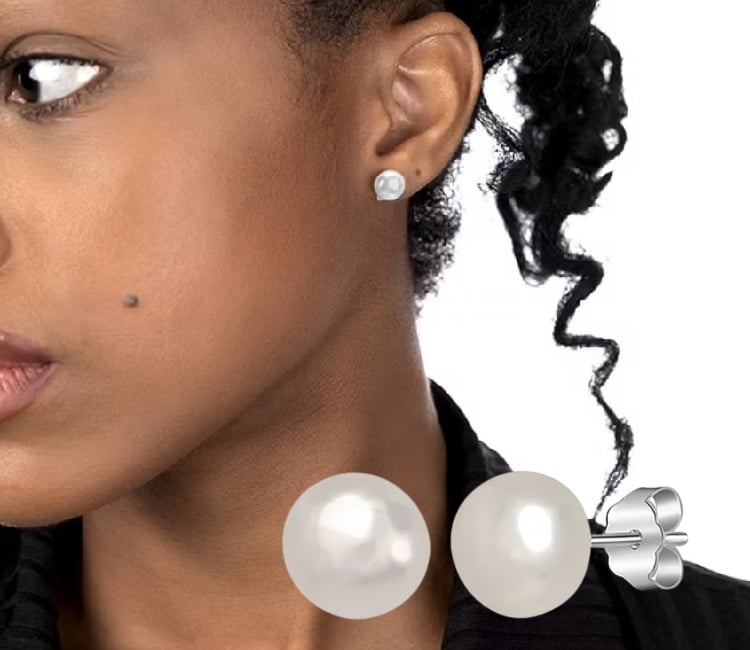 Silver Treasures simulated pearl earrings