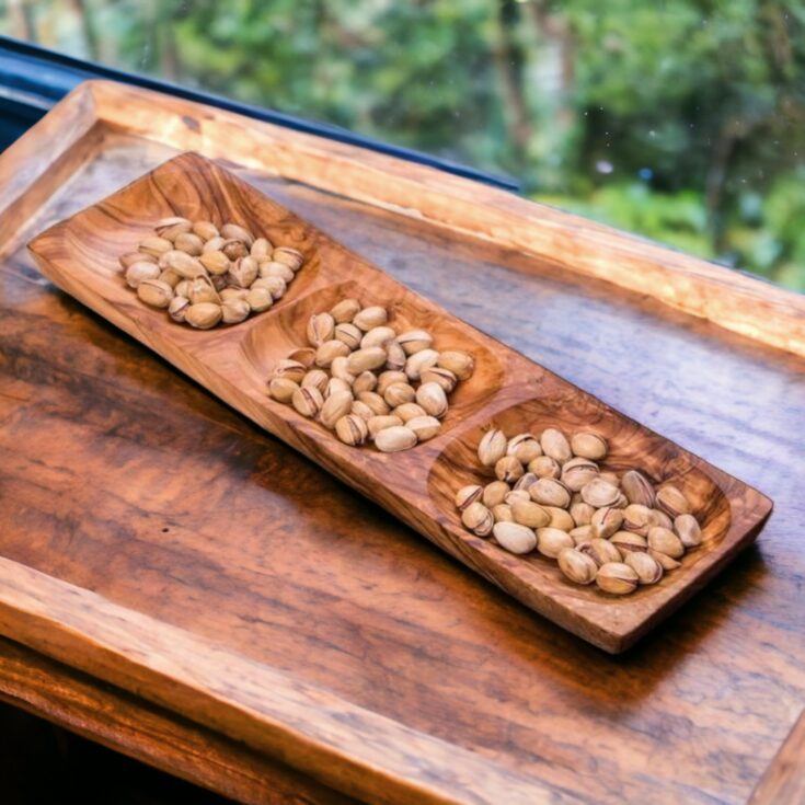Image for Kamsah 3-Section Olive Wood Serving Dish