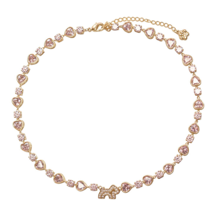 Image for Cloud Haven- Heart Crystal Logo Necklace Pink