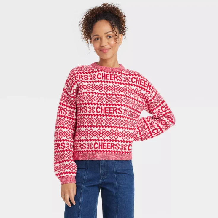 Image for Women's Holiday Crewneck Pullover Sweater - A New Day