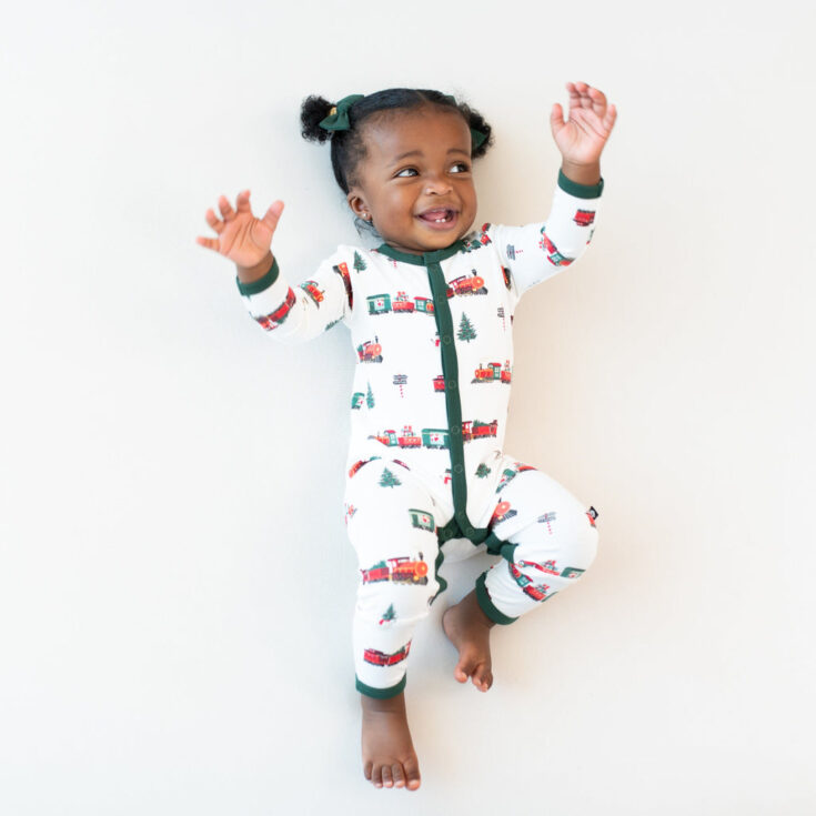 Image for Kyte Baby- Romper in Holiday Train