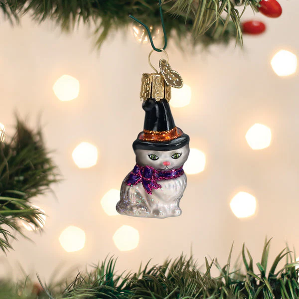 Old World Christmas Mini Halloween Witch Cat