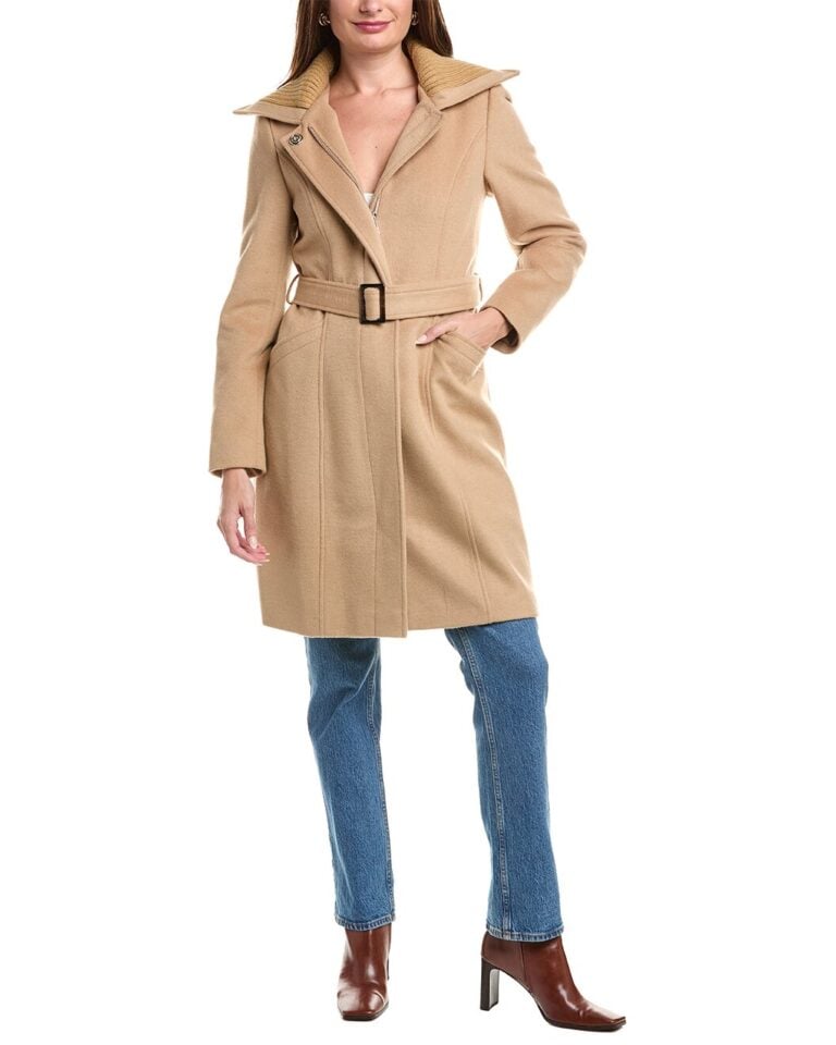Sam Edelman Asymmetrical Wool-Blend Trench Coat