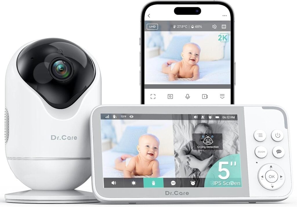 
Dr.Care VistaView Smart WiFi Baby Monitor - 5” 1080P Split Screen & 2K Camera App Control