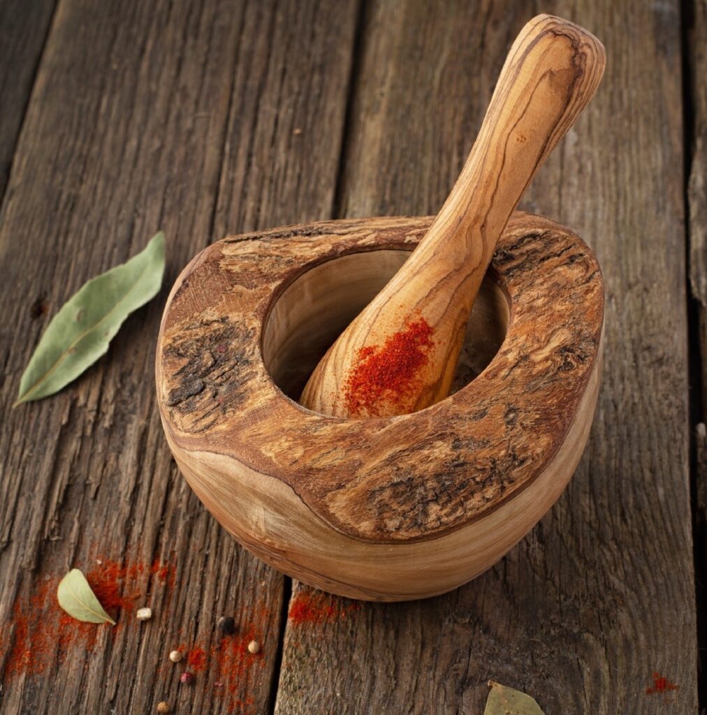 Rustic wodden martar and pestle Forest Decor  for fall gifts