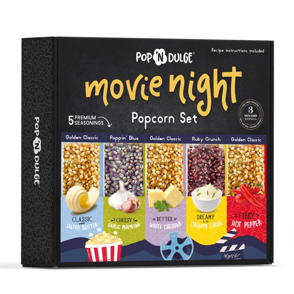 Pop 'N Dulge Movie Night Gift Basket Popcorn Gift Set Holiday Gifts