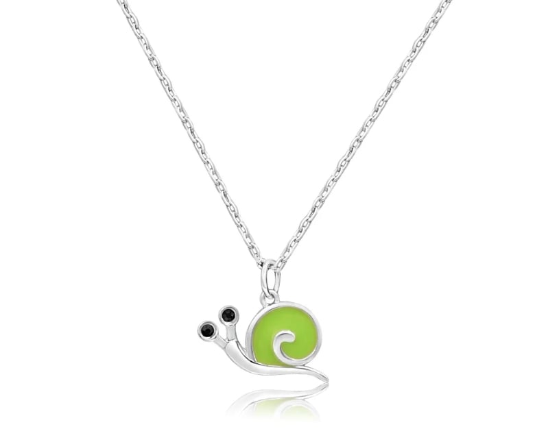 Snail Green Enamel Kids Necklace