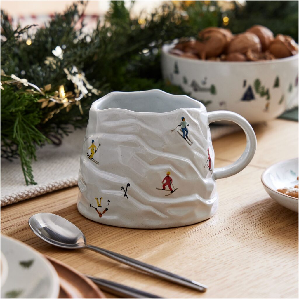 West Elm- St. Jude Holiday Skiers Stoneware Figural Mug Holiday Gifts