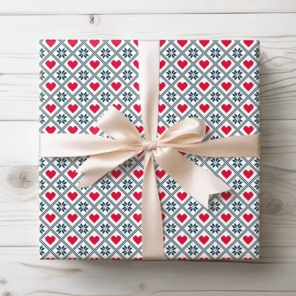 Knit Hearts Wrapping Paper