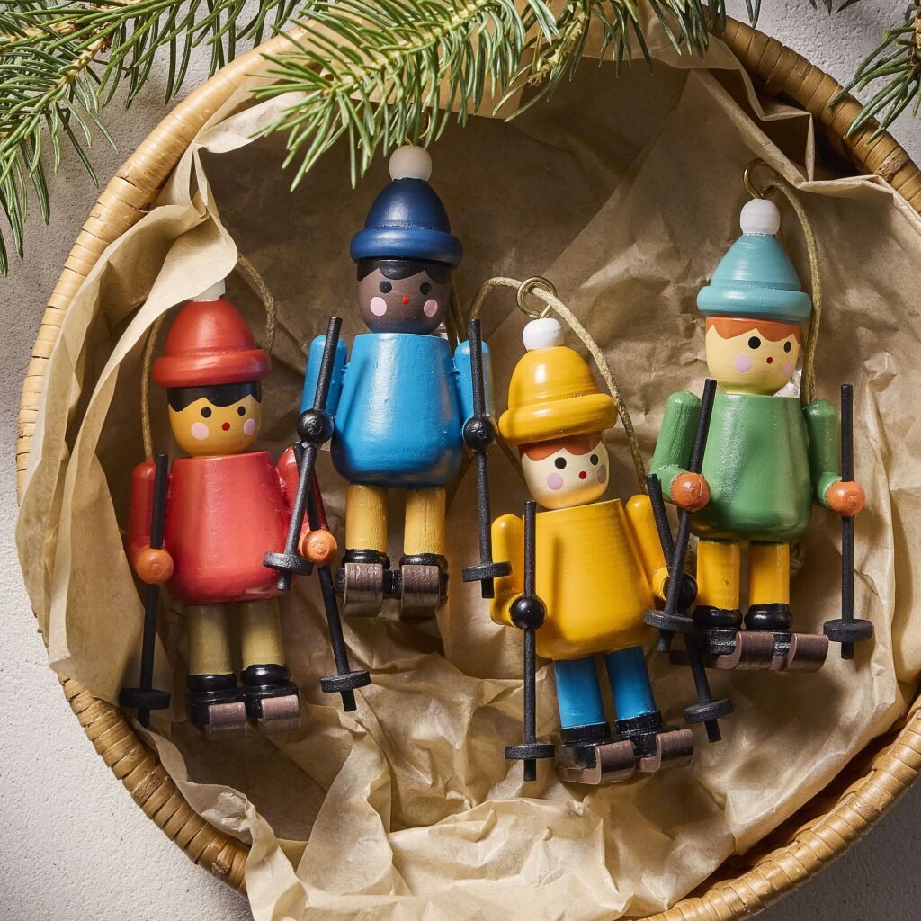 West Elm- St. Jude Wood Skier Ornaments Holiday Gifts