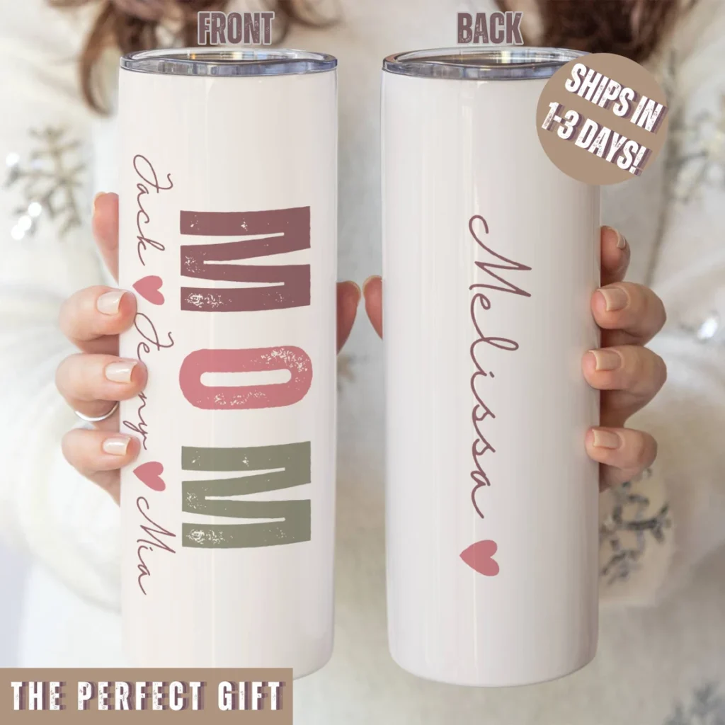 Mom Tumbler Personalized With Kids Names  Valentine’s Day Gift Idea