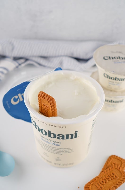 Chobani with a Biscoff Cookie for Viral Japanese Cheesecake