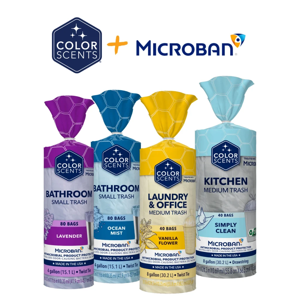Color Scents 4-Gallon Trash Bags,Scented, Microban, 80 Count