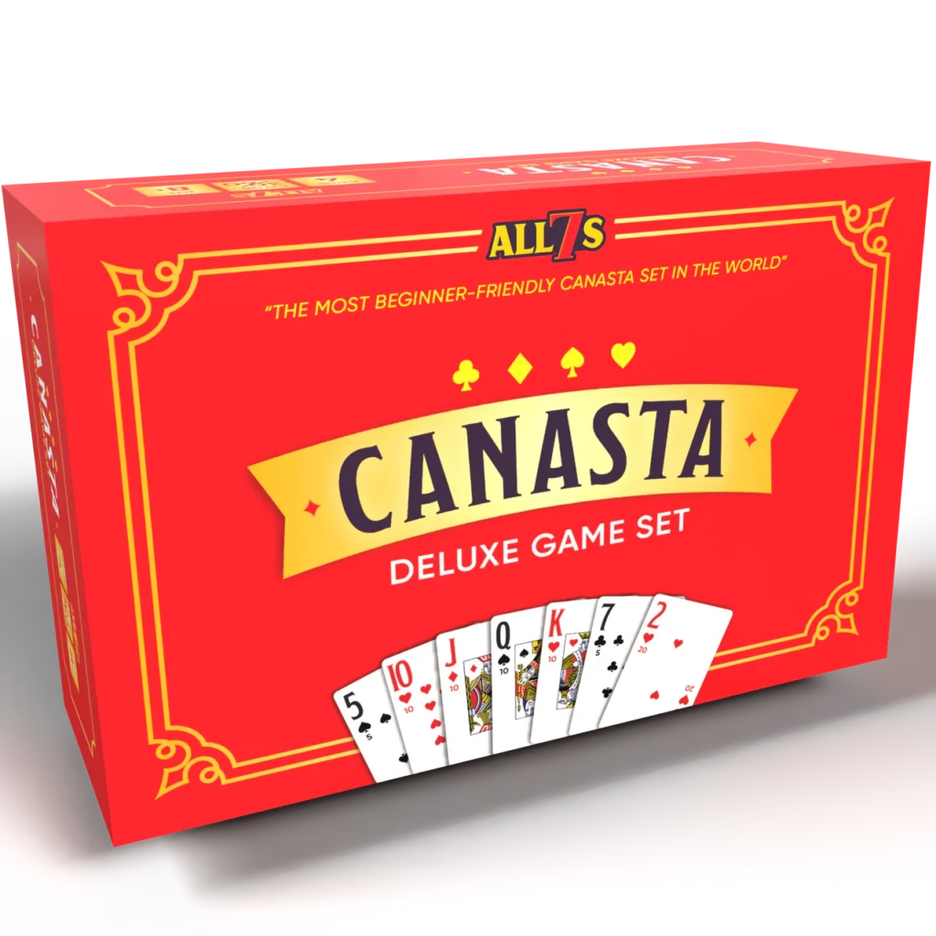 Deluxe Canasta Game Set with Large Print Cards, Rotating Tray, and Scorepad
