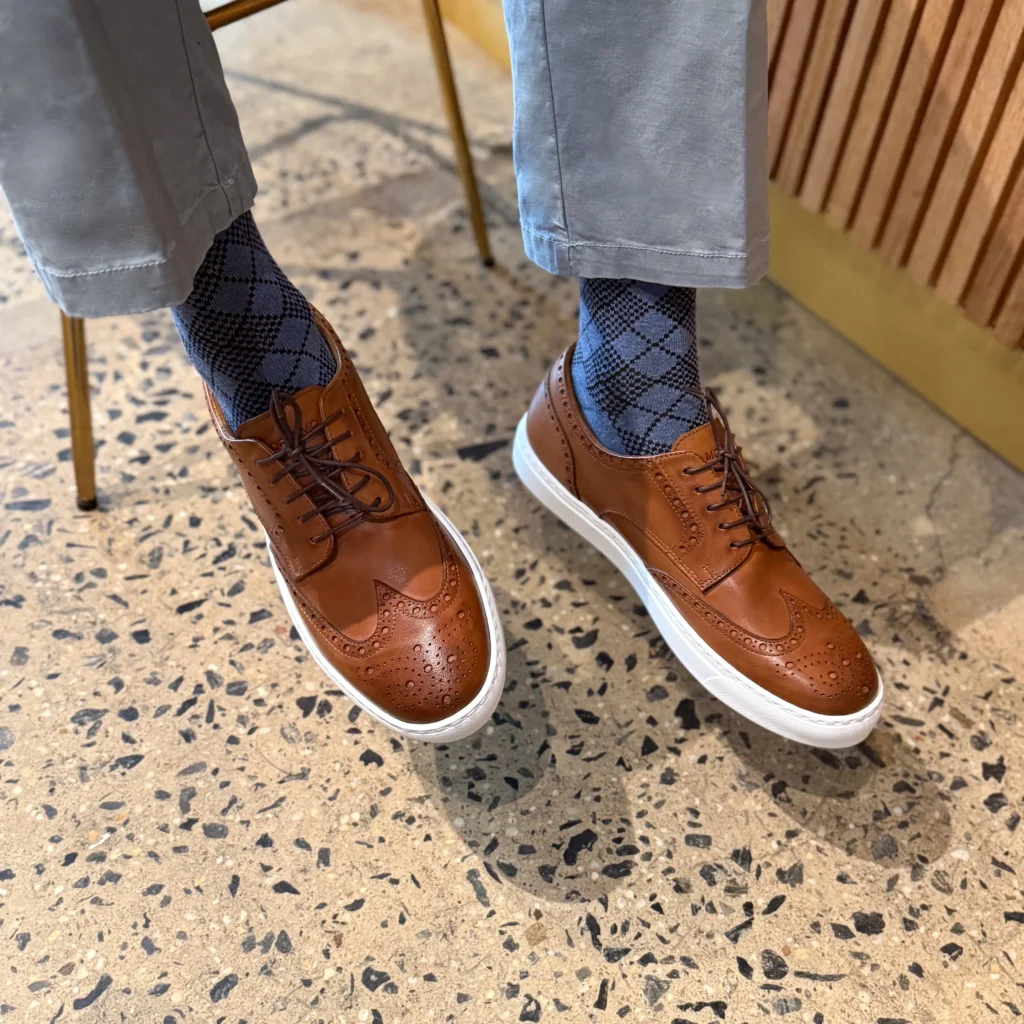 Celebrate him with the Mocalmo-Men's Don Giovanni Wingtips - Cognac w/ White Sole