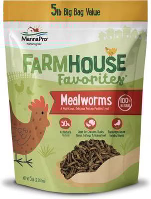 Manna Pro Farmhouse Favorites Mealworms Protein Poultry Treat, for Chicken, Turkey, Ducks, Geese, and Guinea Fowl Treat, 5 lbs. spring refresh gift