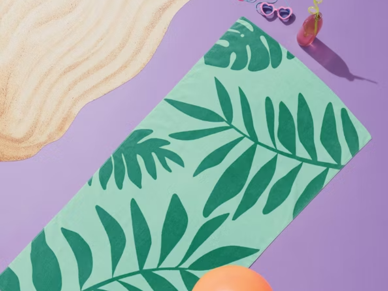 30"x60" Palm Leaf Beach Towel Teal - Sun Squad