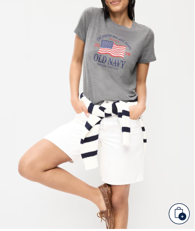 Crew-Neck Flag Graphic T-Shirt