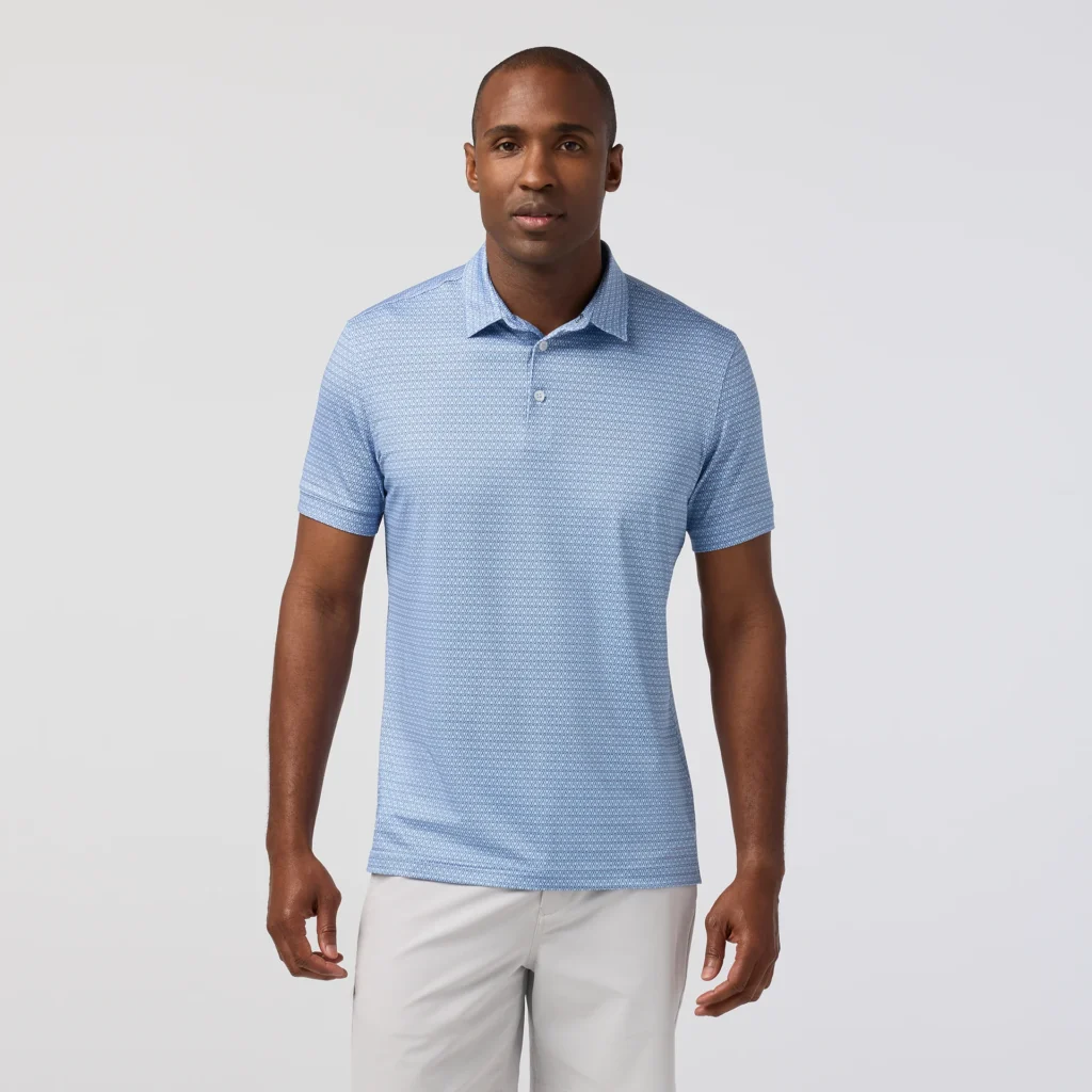 Mizzen+Main- Cloud Blue Club Crest Versa Polo