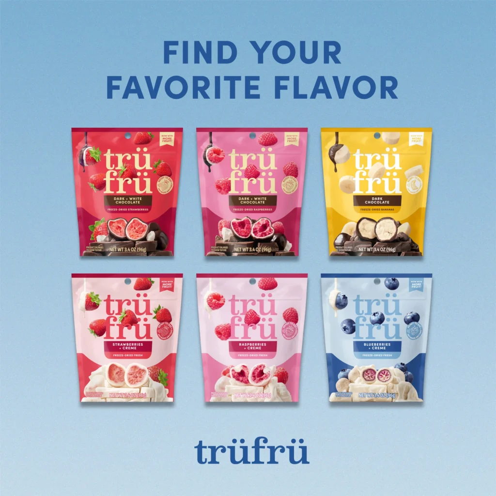 Tru Fru Frozen Whole Fruit  Immersed in White & Dark Chocolate