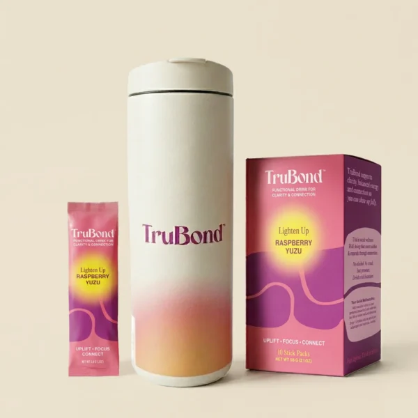 TruBond Lighten Up Adaptogen Drink Mix + MiiR Flip Traveler Bundle (Sandstone White) best summer gifts