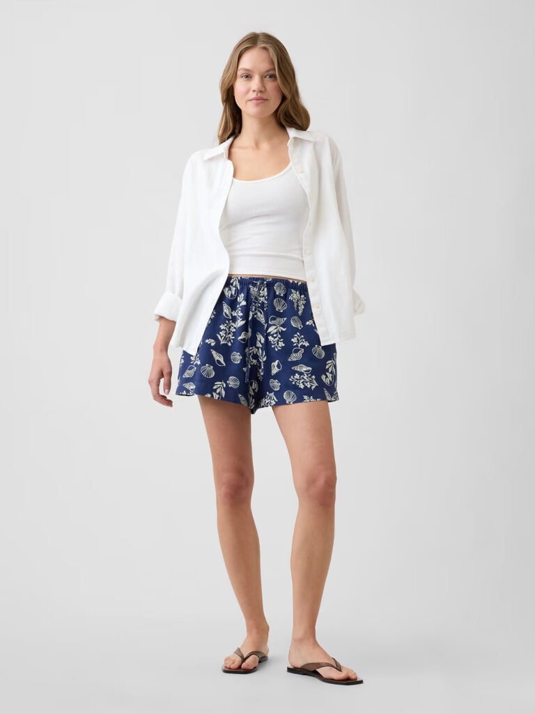 4" Pull-On Linen-Blend Shorts