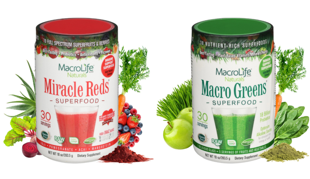 Macro Greens Superfood blend  and Miracle Reds Superfood 