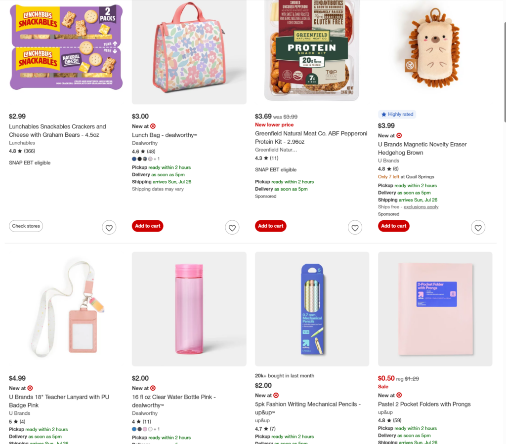 Target School Deals under $5