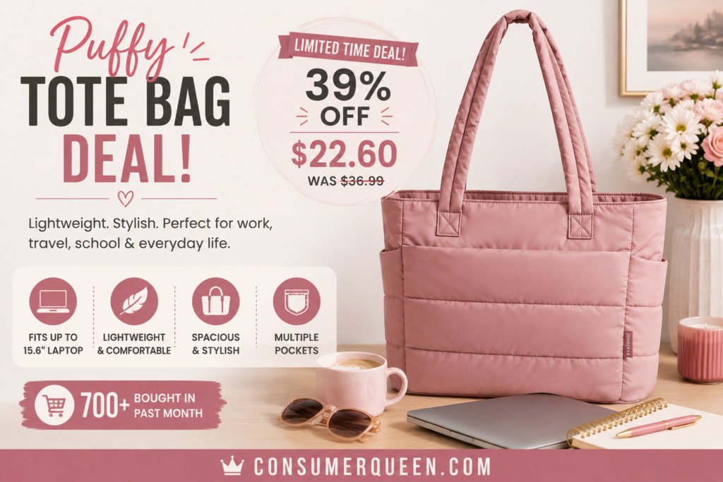Puffy Tote Bag Deal flyer