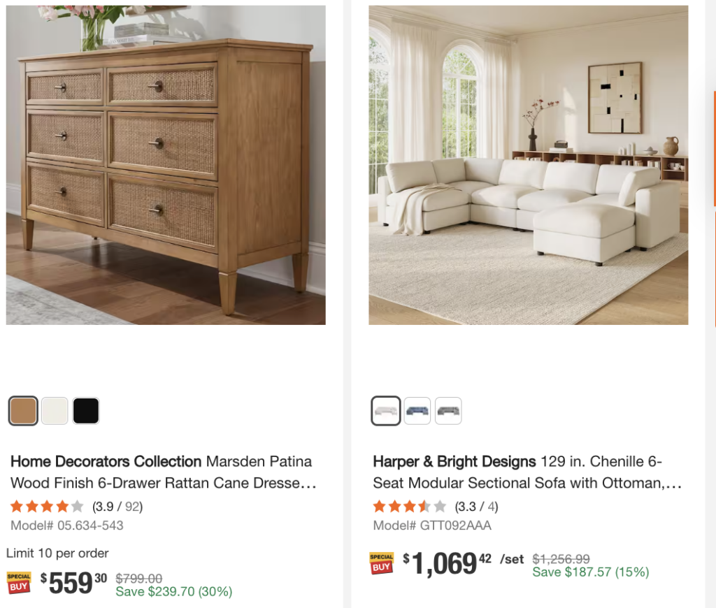 Home Depot Furniture Sale living