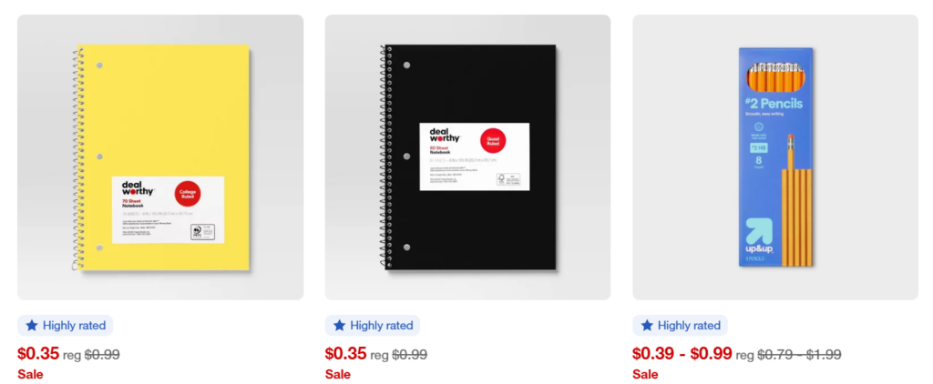 Target School Supplies Sale notebooks