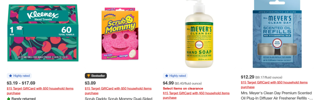 Target Household GiftCard options