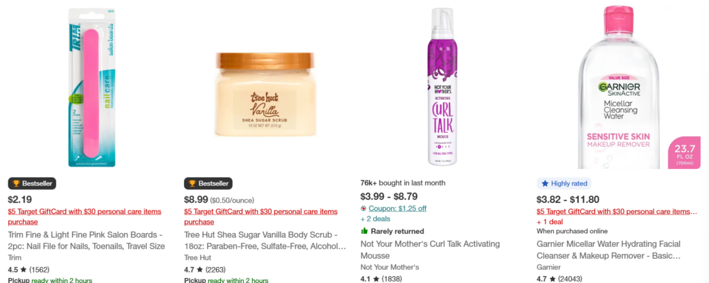 Target Personal Care items