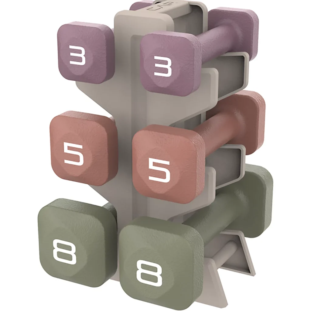 Tone Fitness 32 lb Neoprene Dumbbell Set with Rack