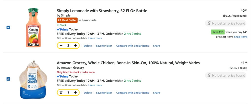 Amazon Grocery Deals chicken