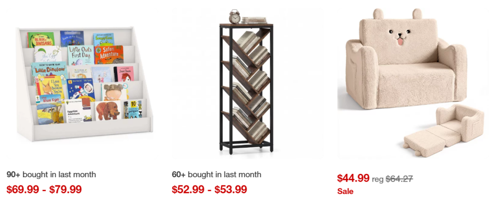 Target Kids Sale shelves