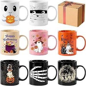 Maxdot 8-Piece Halloween Ceramic Coffee Mug Set Halloween Gift Guide