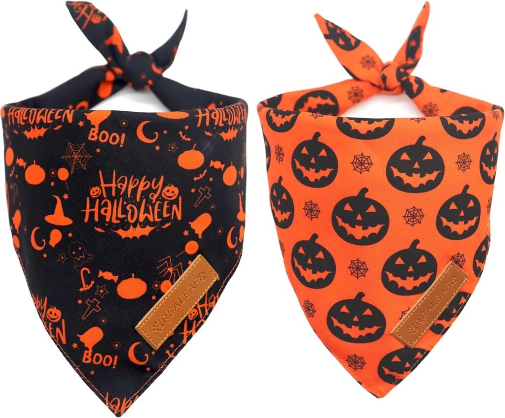 Halloween Dog Bandanas 2 Pack for Medium and Large Dogs