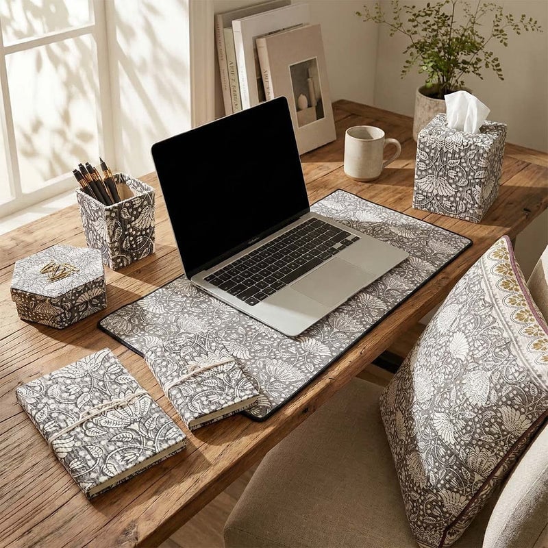 Office-in-a-Box | 7-Piece Block-Printed Desk Set