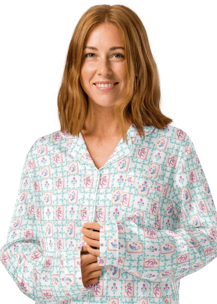 Oyster and Arrow-Mahjong Long Sleeve Bamboo Pajama Set