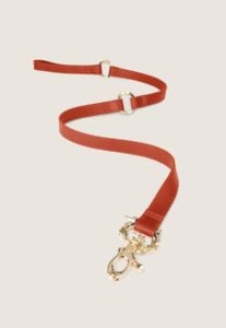 Orange Paw Fancy leather leash with gold-tone crown hardware