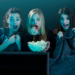 Girls watching horror movies